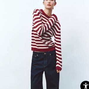 Zara Rustic Knit Sweater Striped size medium